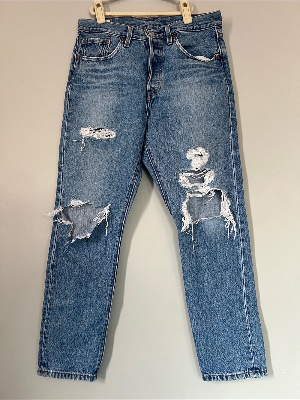 Levi's Distressed Blue Slim Straight Jeans